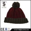 Popular design 100% acrylic knit pom pom beanie hat for lady